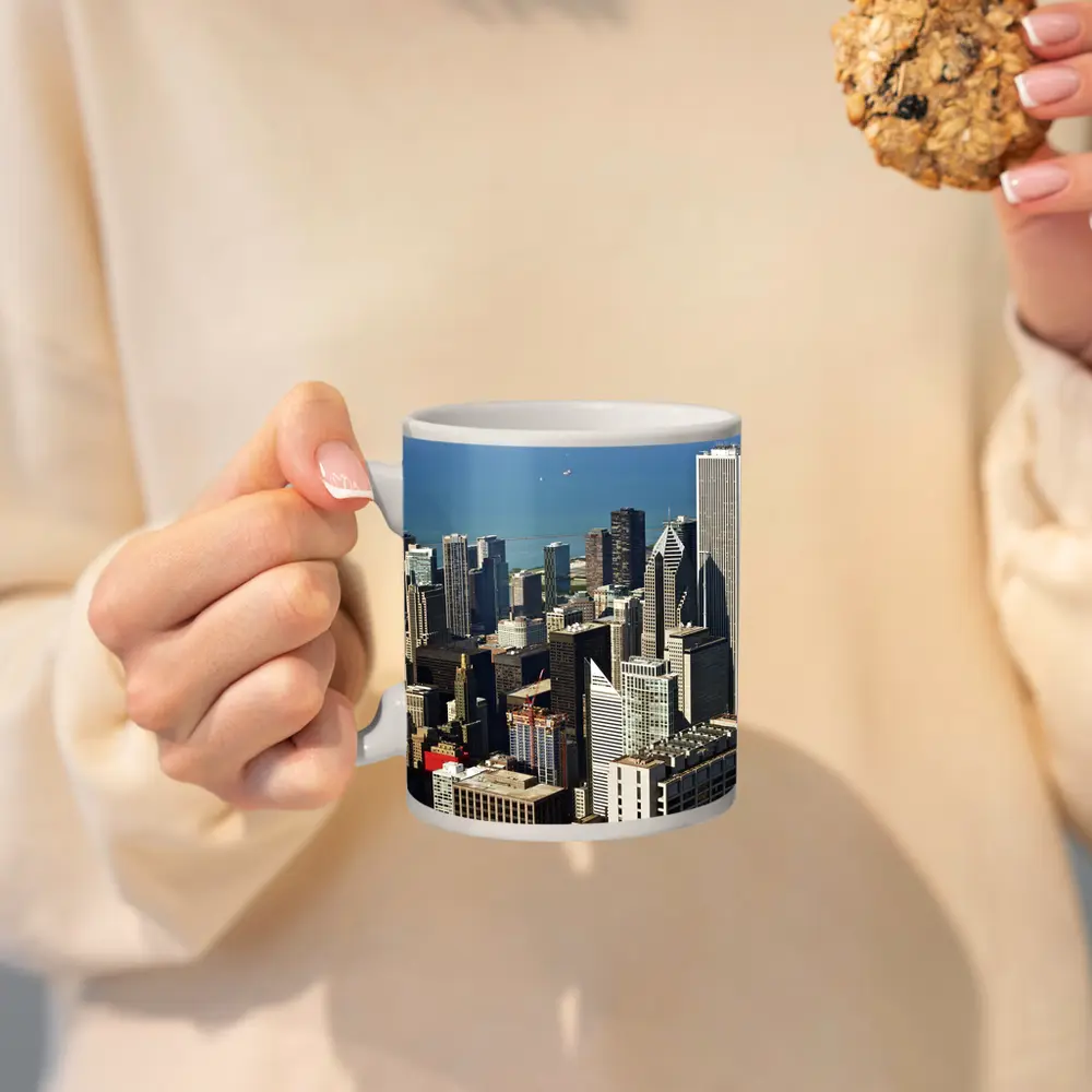 Chicago Skyline Aerial View Lake Michigan – Mugs