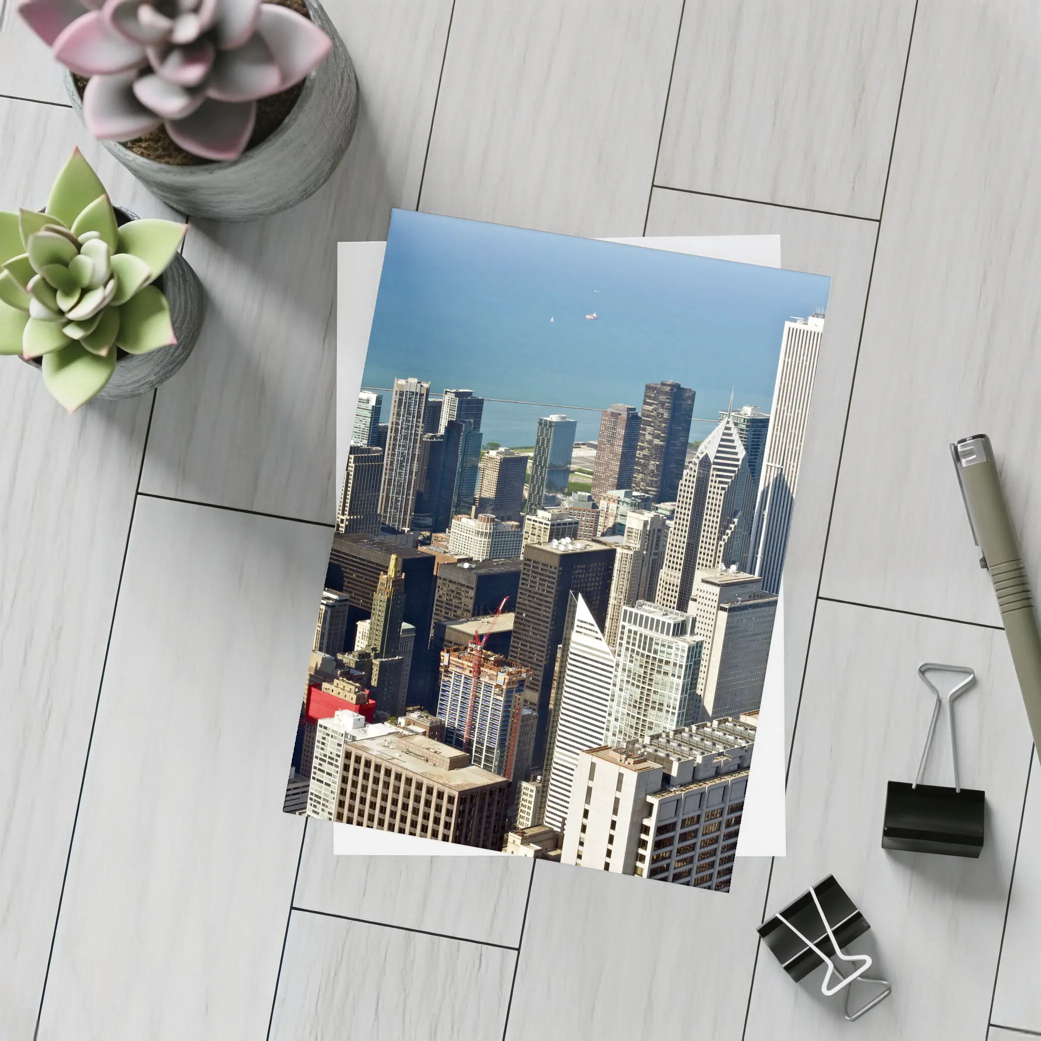 Chicago Skyline Aerial View Lake Michigan – Postcards