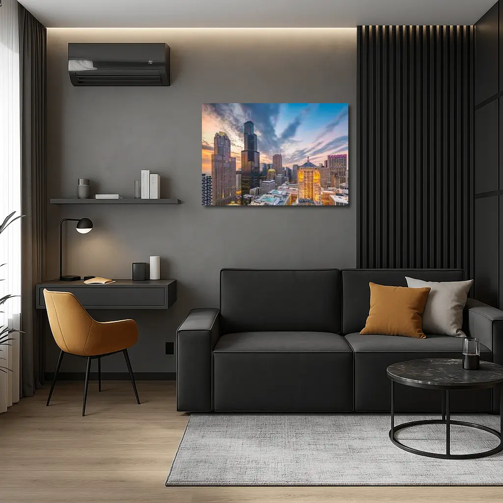 Chicago Skyline Willis Tower Sunset View – Wall Art