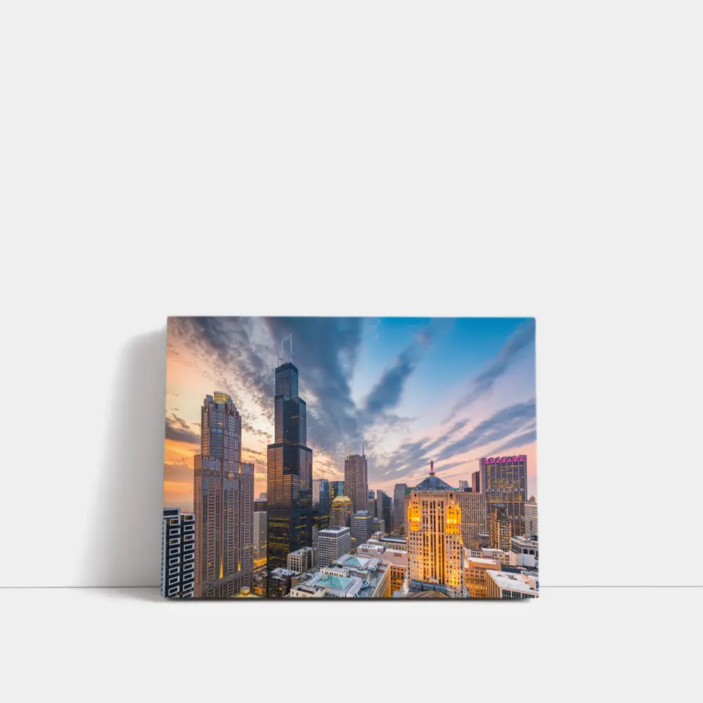 Chicago Skyline Willis Tower Sunset View – Wall Art