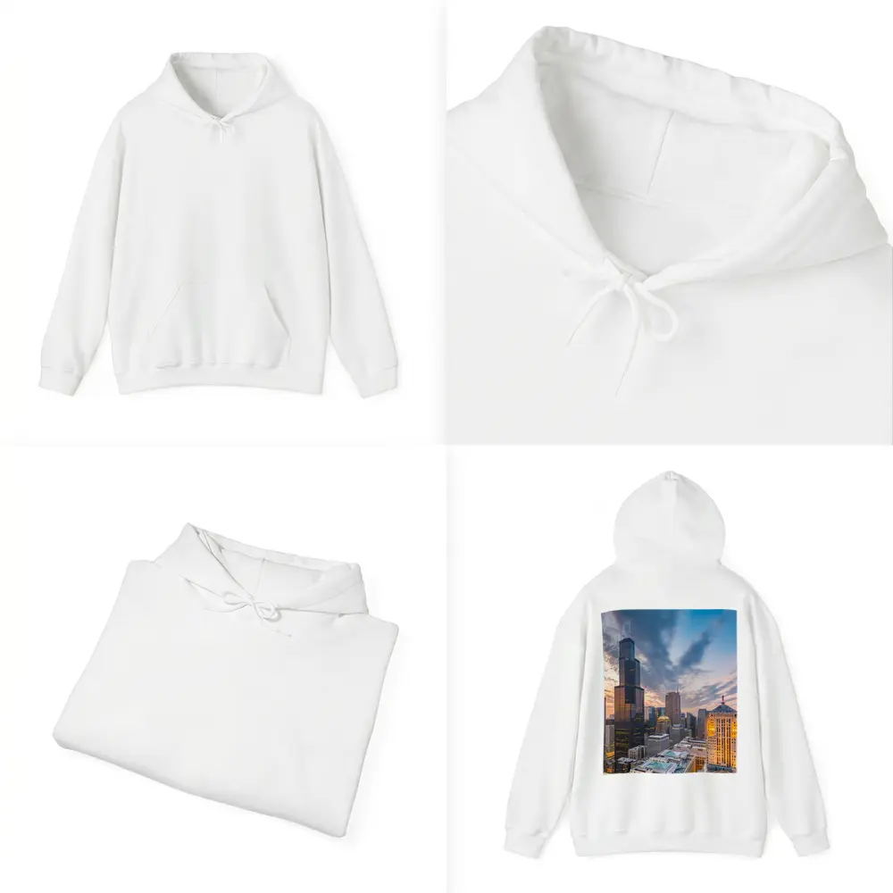 Chicago Skyline Willis Tower Sunset View – Hoodies