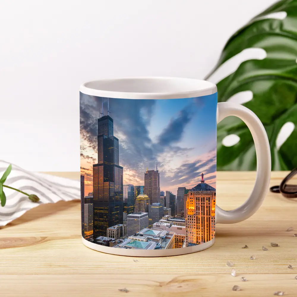 Chicago Skyline Willis Tower Sunset View – Mugs