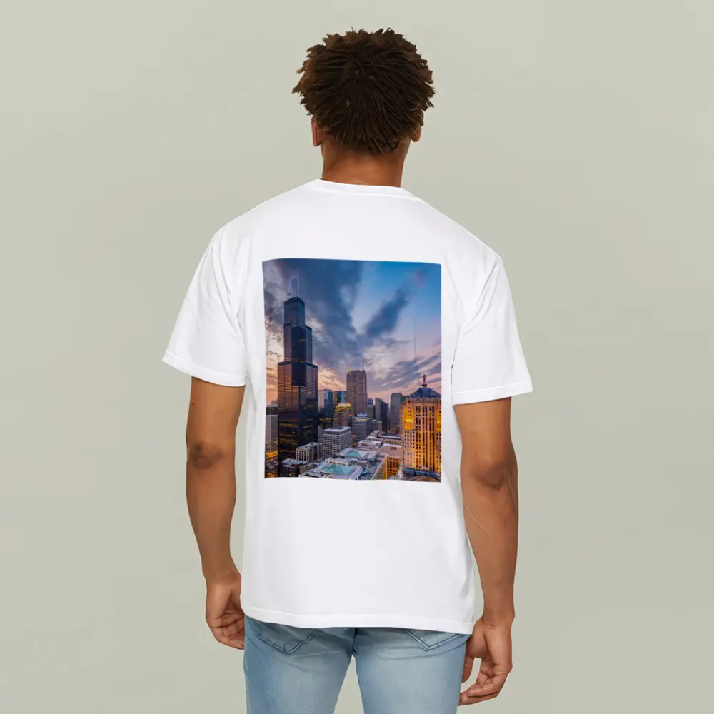 Chicago Skyline Willis Tower Sunset View – T-Shirts