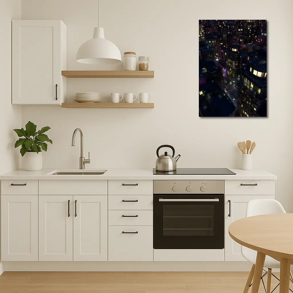 Dark City Night Aerial Urban Cityscape Art – Wall Art