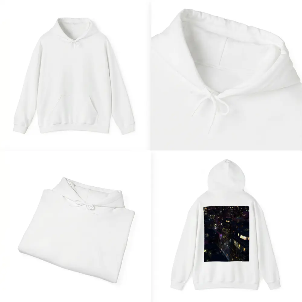 Dark City Night Aerial Urban Cityscape Art – Hoodies