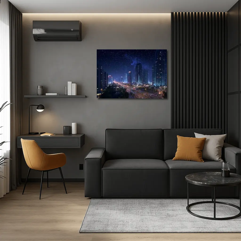 City Night Skyline Starry Sky View – Wall Art