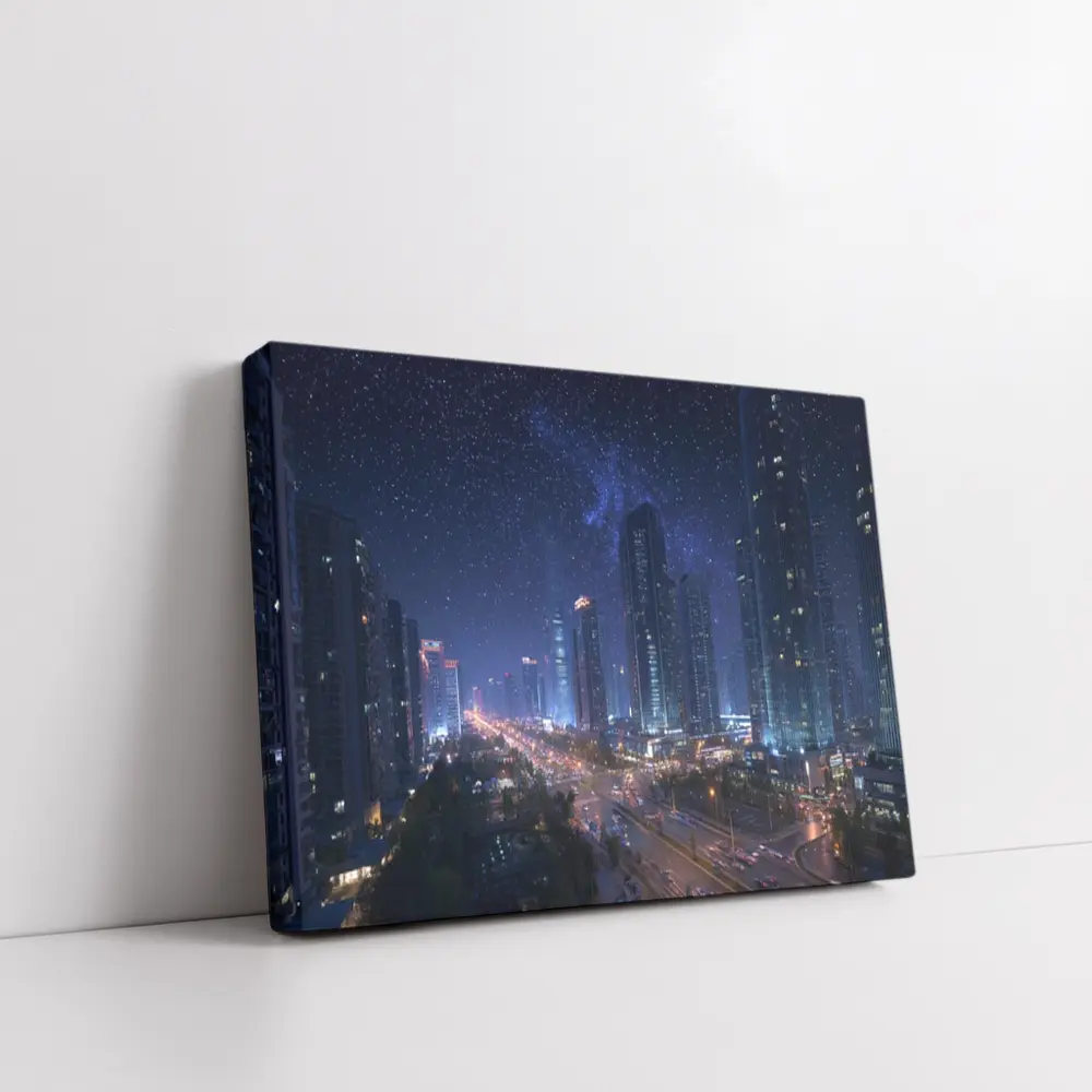 City Night Skyline Starry Sky View – Wall Art