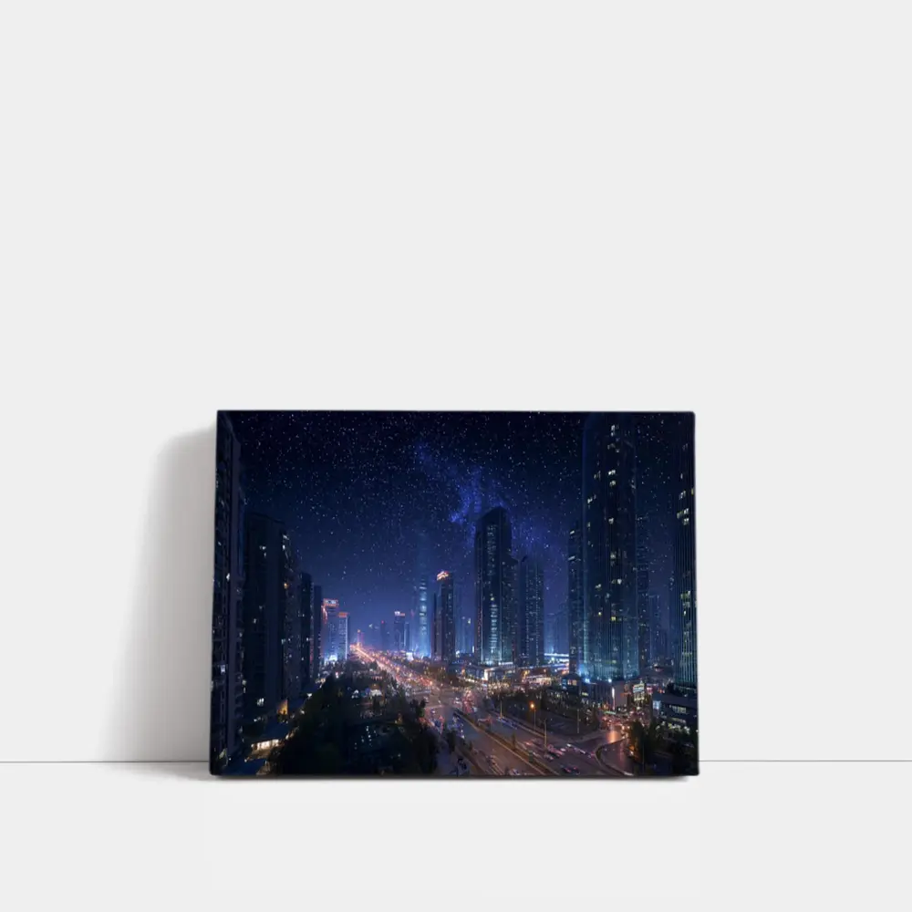 City Night Skyline Starry Sky View – Wall Art