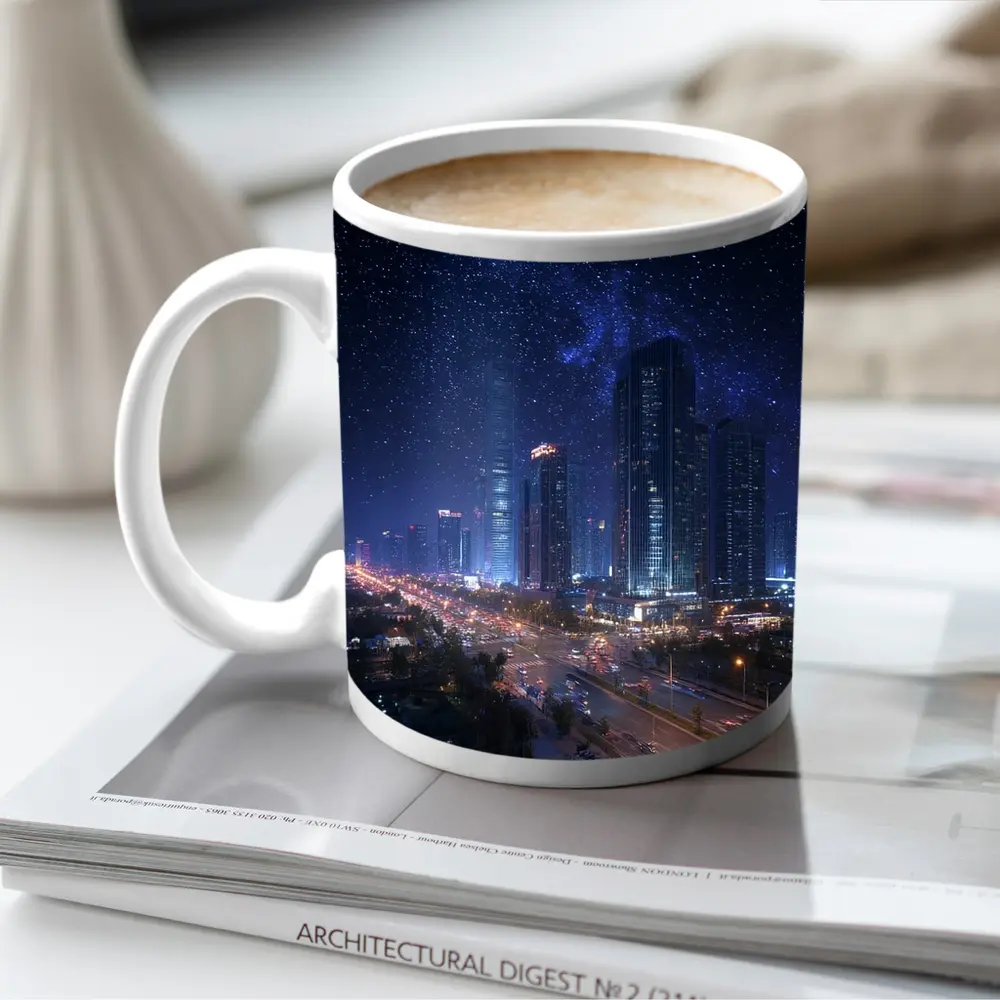 City Night Skyline Starry Sky View – Mugs