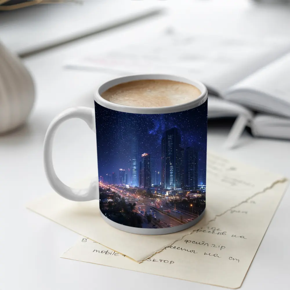 City Night Skyline Starry Sky View – Mugs