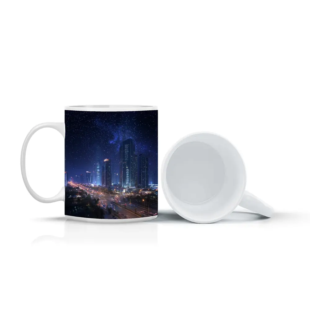 City Night Skyline Starry Sky View – Mugs