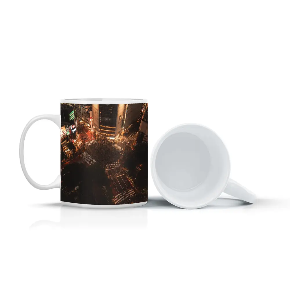 Shibuya Crossing Tokyo Aerial Night View – Mugs