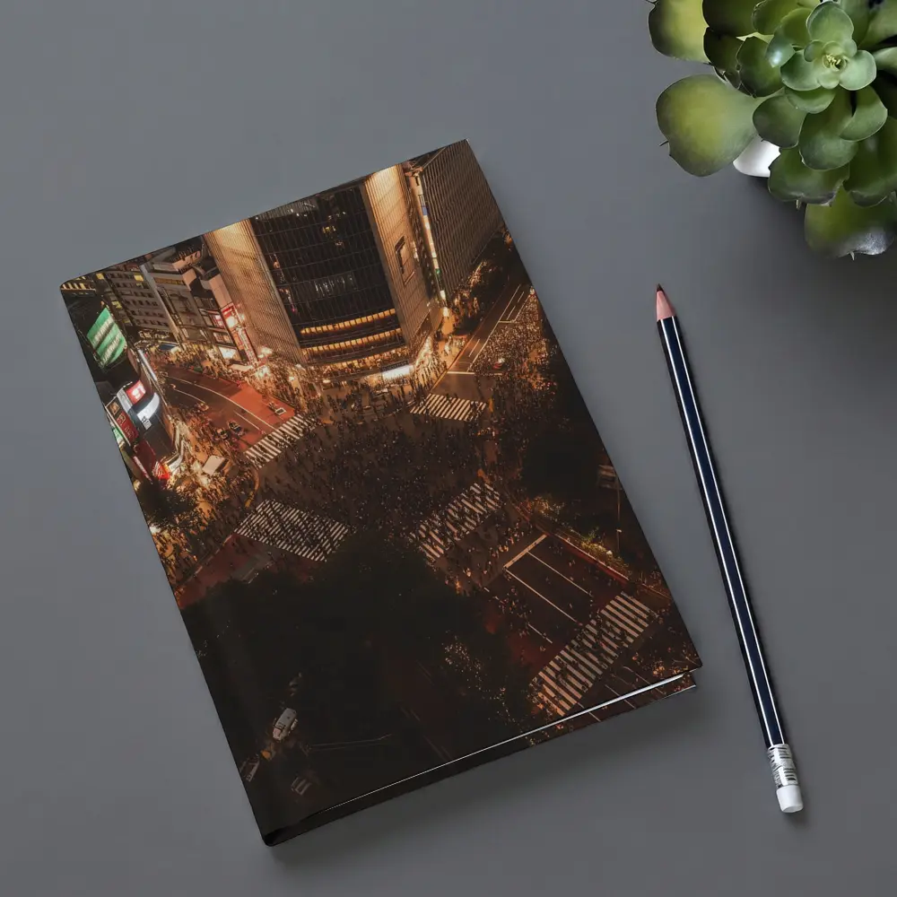 Shibuya Crossing Tokyo Aerial Night View – Notebooks