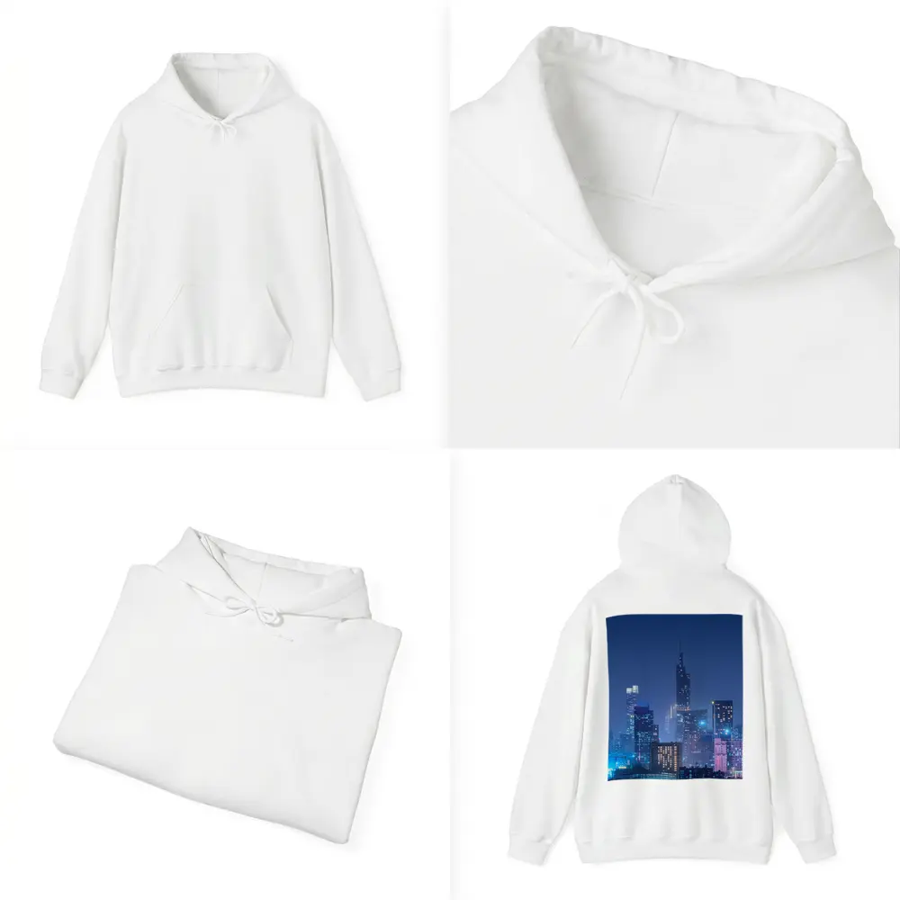 City Skyline Blue Night Lights Cityscape – Hoodies