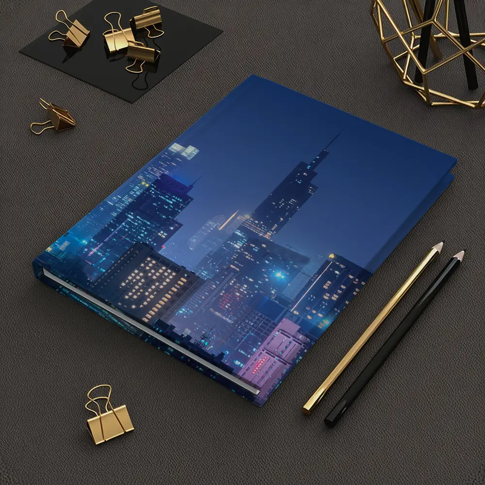 City Skyline Blue Night Lights Cityscape – Notebooks
