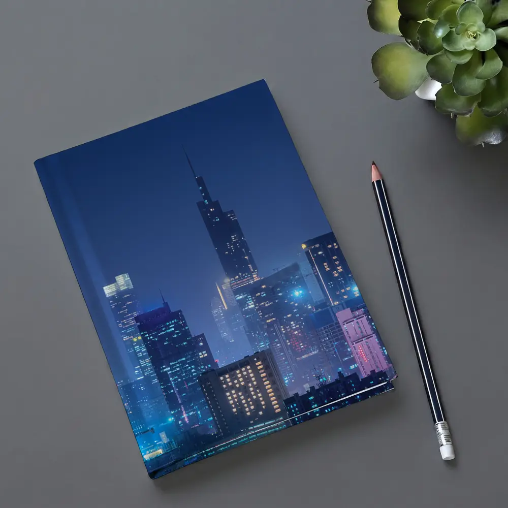 City Skyline Blue Night Lights Cityscape – Notebooks