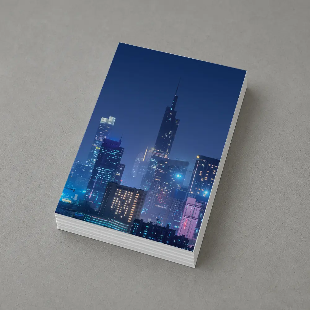 City Skyline Blue Night Lights Cityscape – Postcards