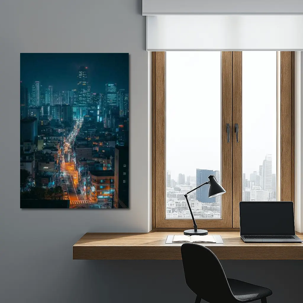 Seoul City Street Lights Night Cityscape – Wall Art