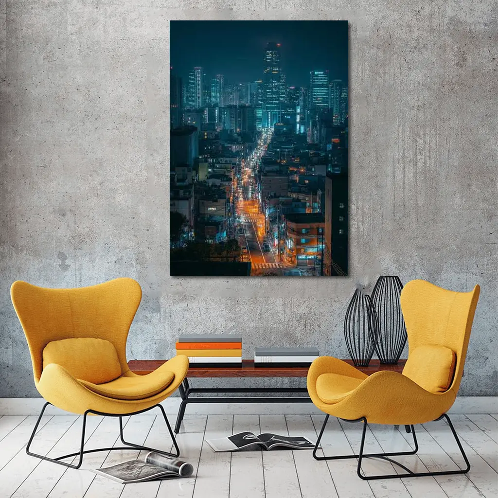 Seoul City Street Lights Night Cityscape – Wall Art