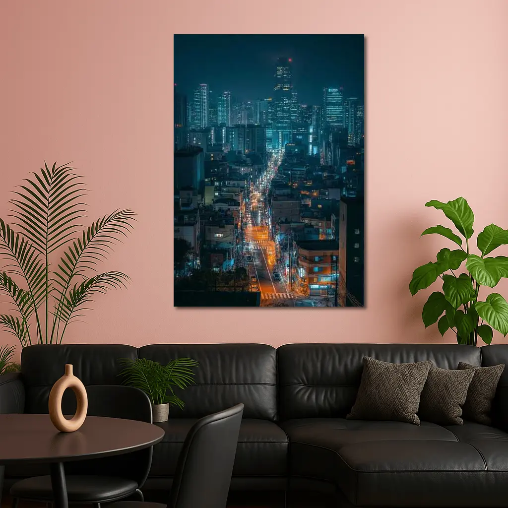 Seoul City Street Lights Night Cityscape – Wall Art