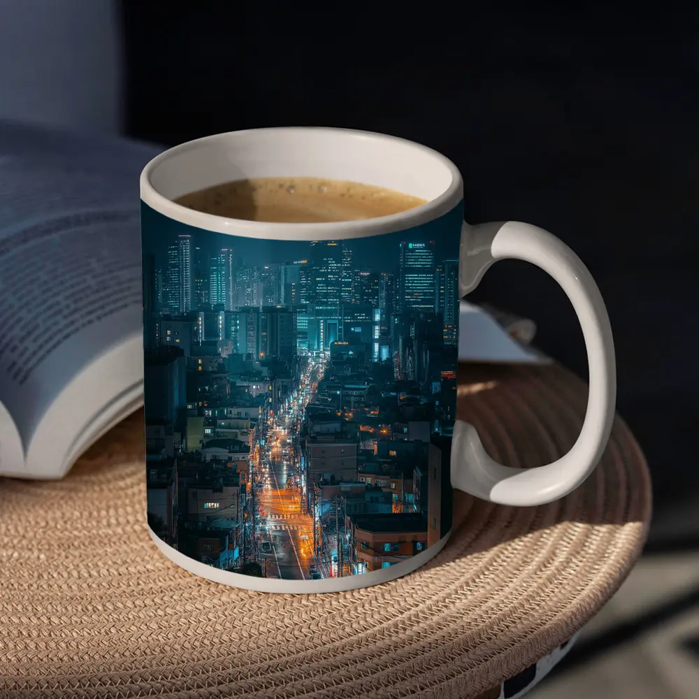 Seoul City Street Lights Night Cityscape – Mugs