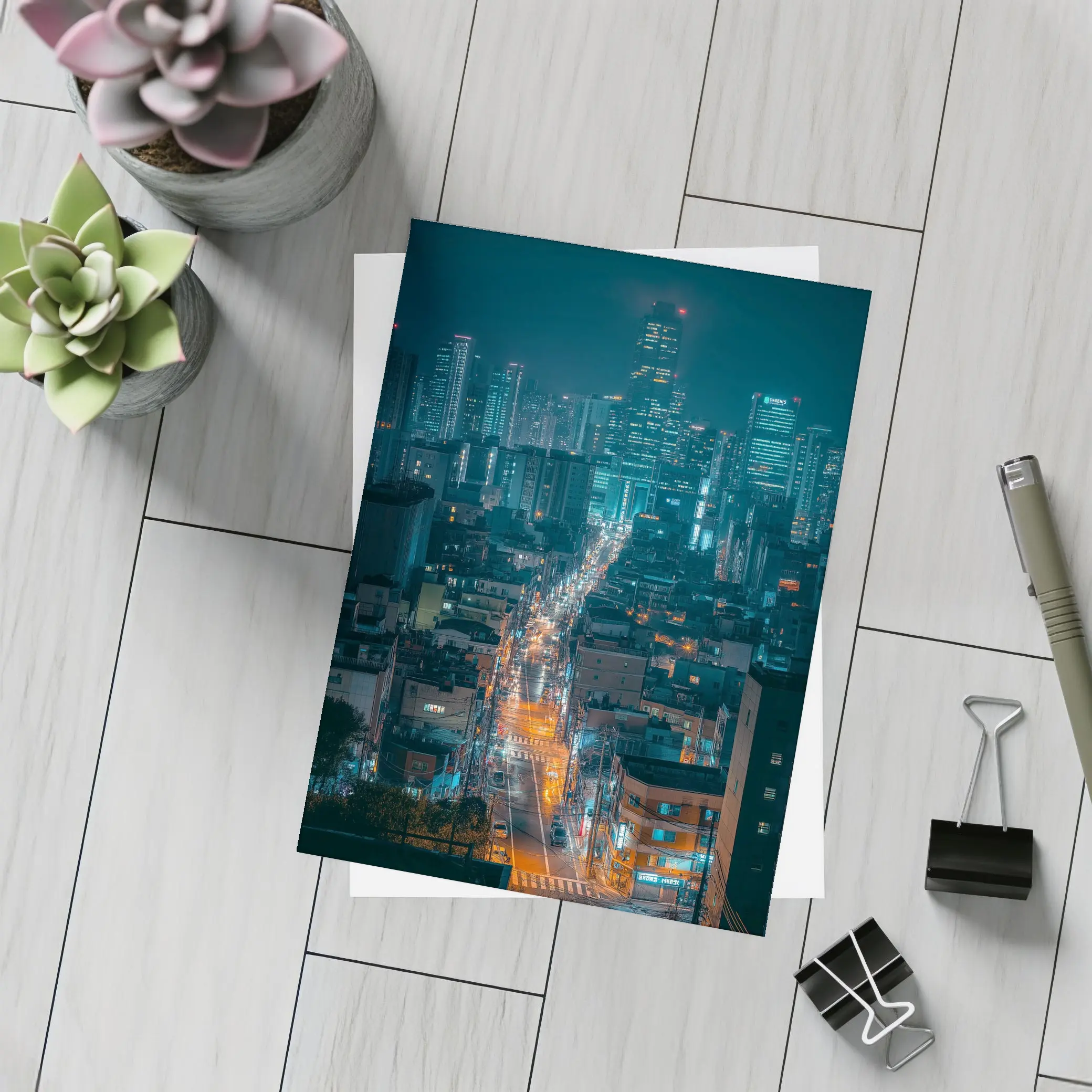 Seoul City Street Lights Night Cityscape – Postcards
