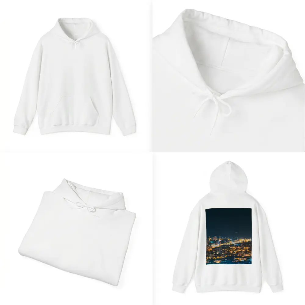 City At Night Glowing Urban Skyline View – Hoodies
