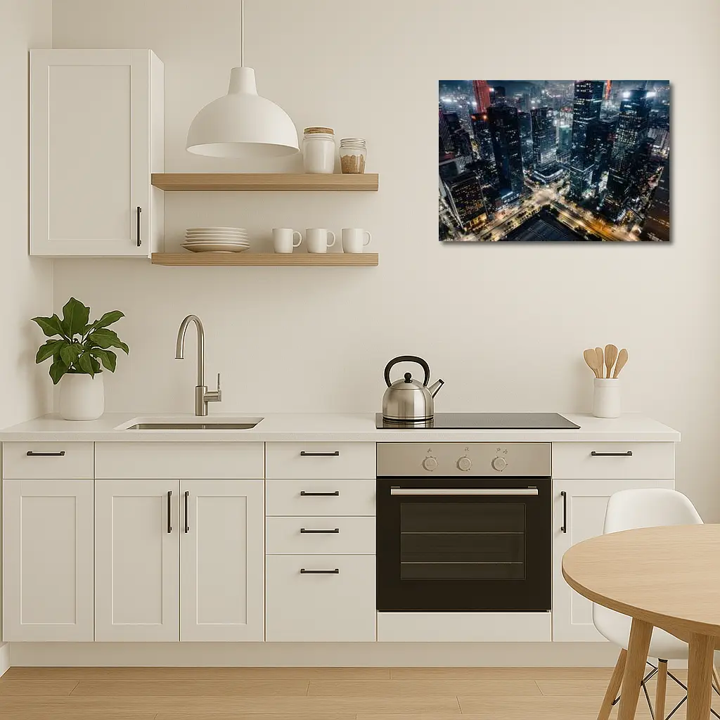 City At Night Aerial Skyline Dark – Wall Art