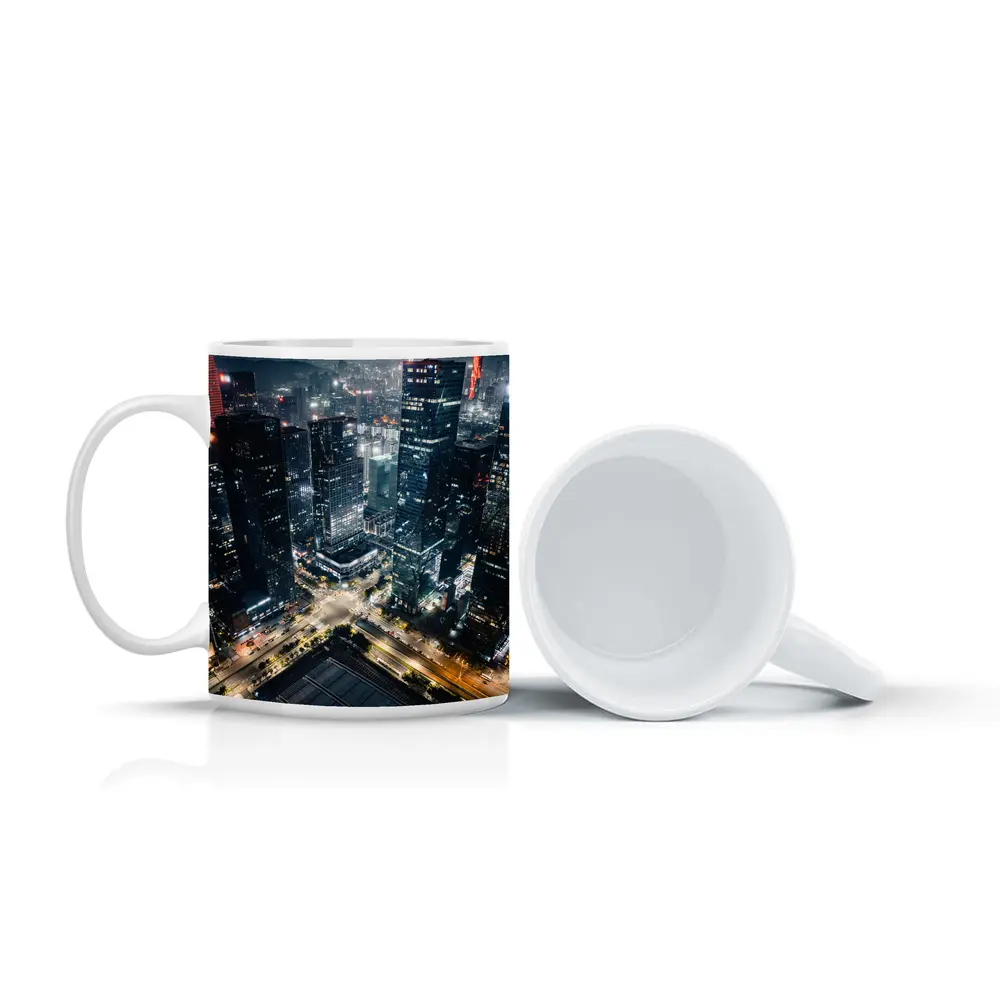 City At Night Aerial Skyline Dark – Mugs