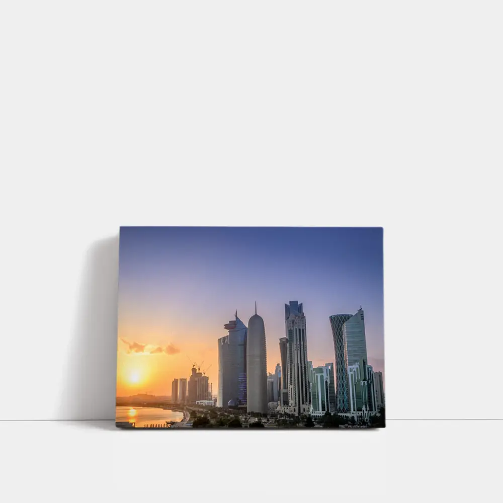 Doha Qatar Skyline at Golden Sunset – Wall Art