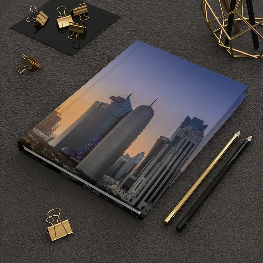 Doha Qatar Skyline at Golden Sunset – Notebooks