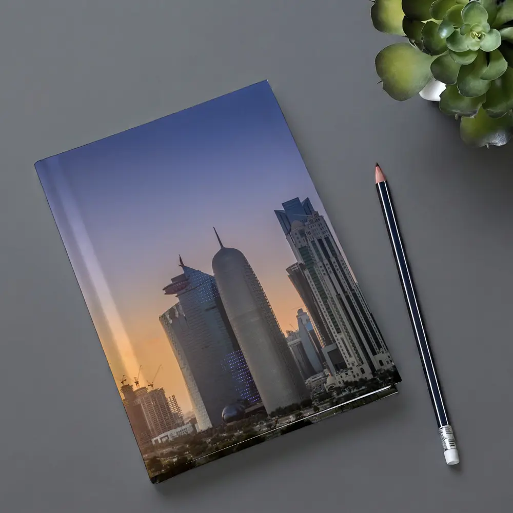 Doha Qatar Skyline at Golden Sunset – Notebooks