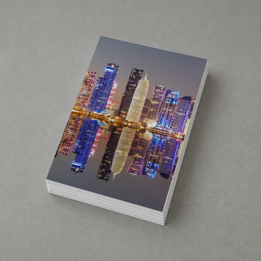 Doha Qatar Skyline Glowing Night Reflection – Postcards