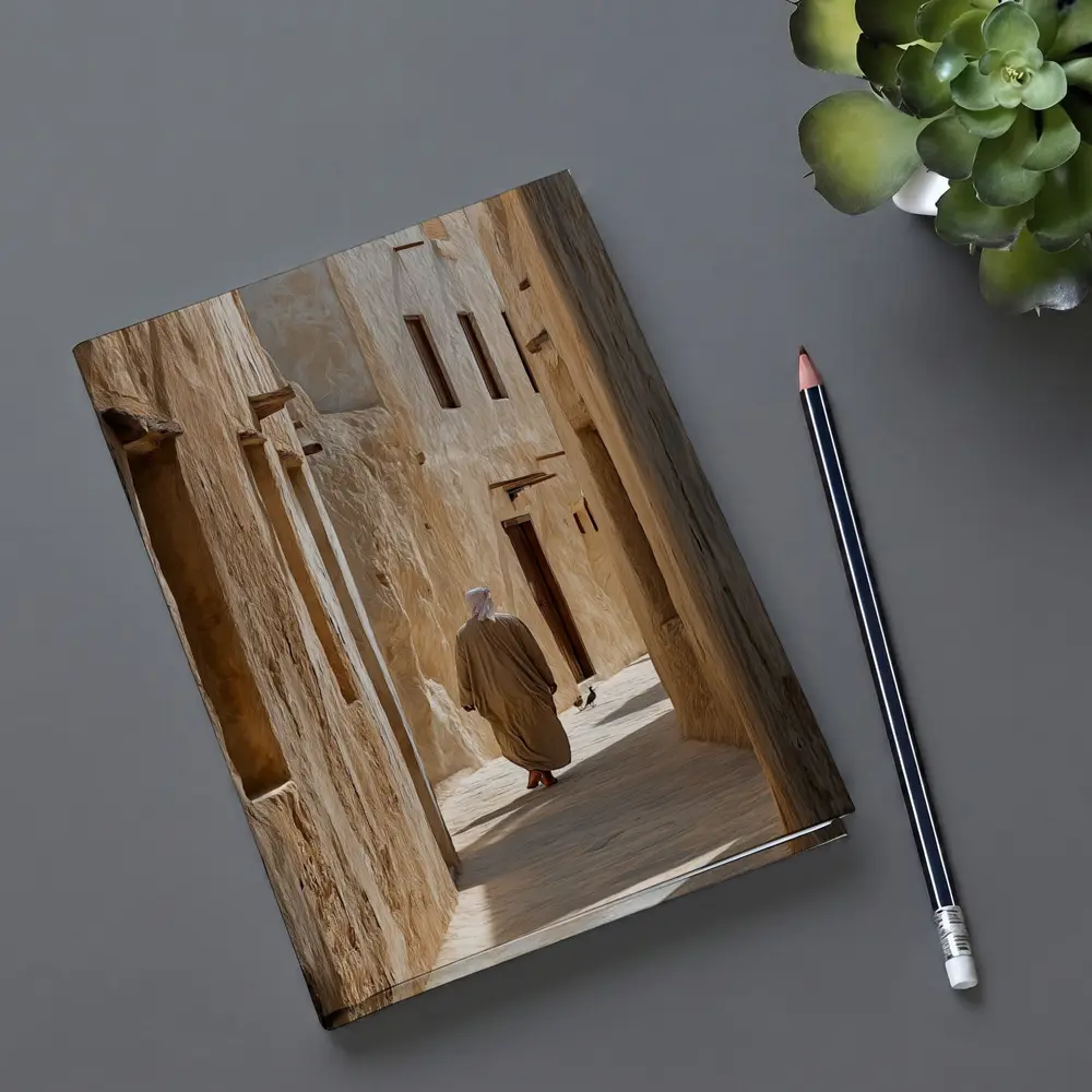 Man Walking Ancient Alley Middle East – Notebooks