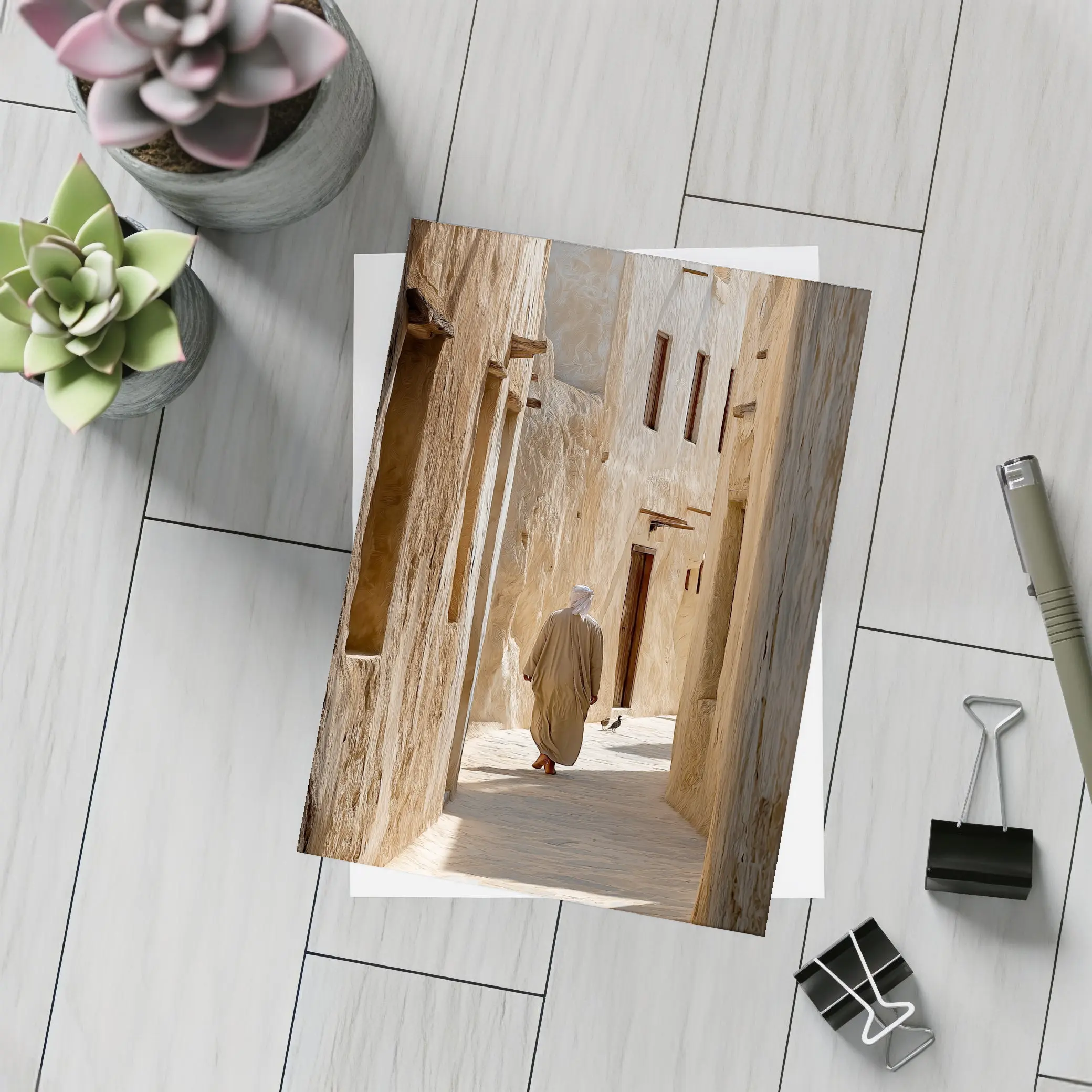 Man Walking Ancient Alley Middle East – Postcards