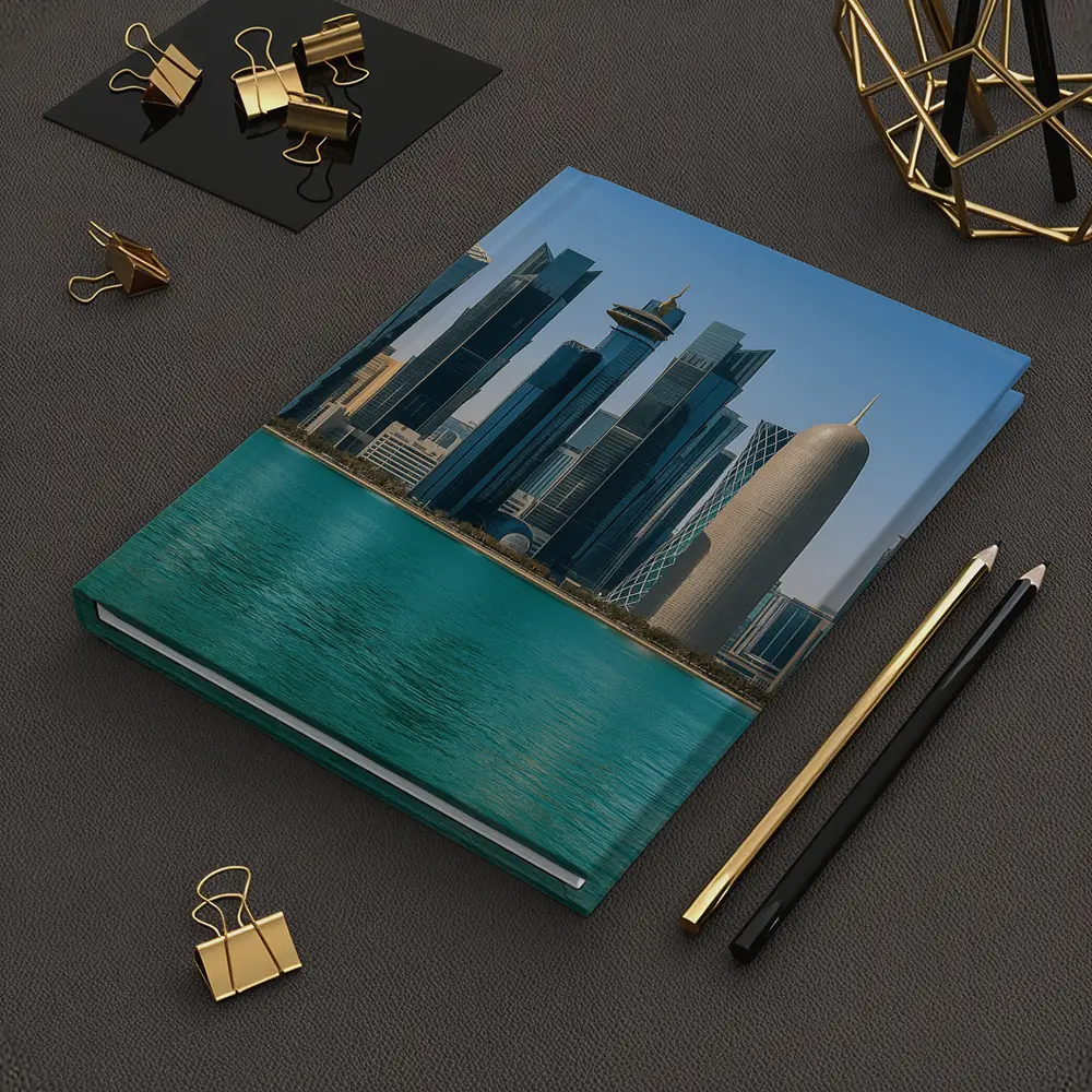 Doha Qatar Skyline Over Turquoise Water – Notebooks