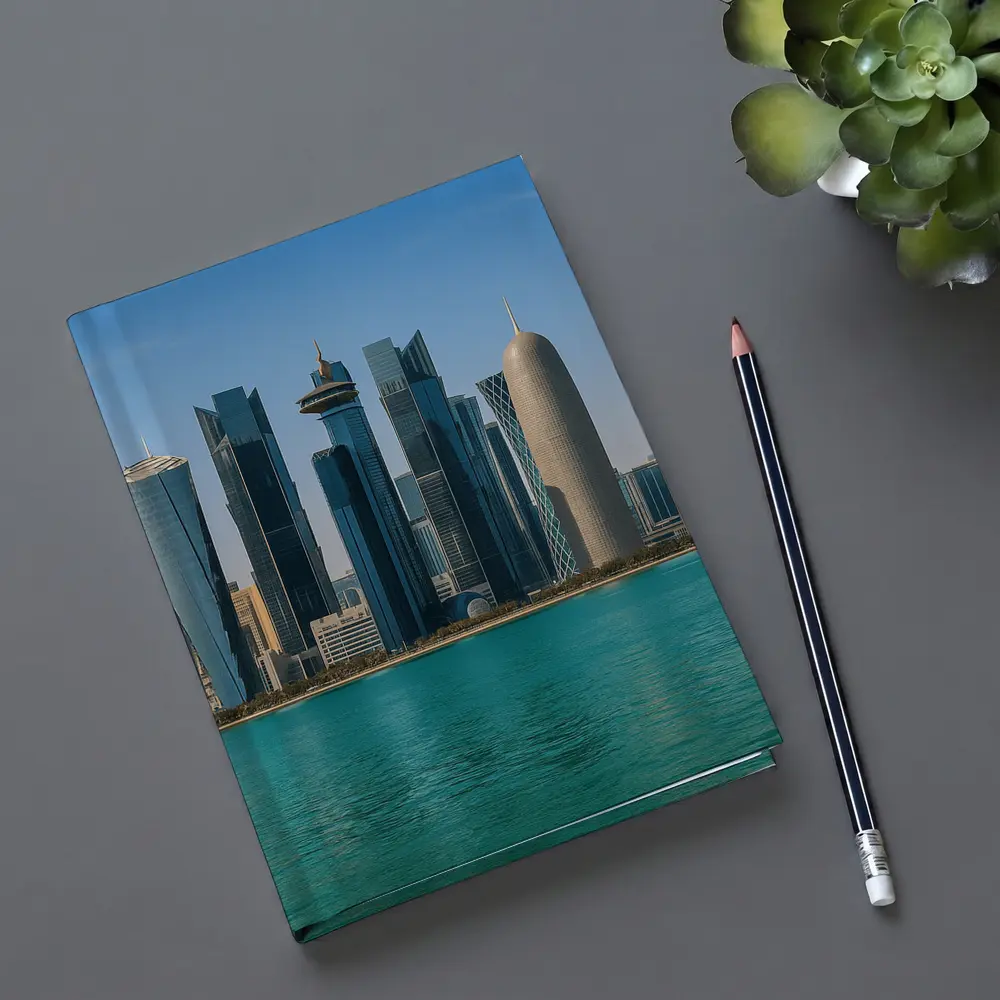 Doha Qatar Skyline Over Turquoise Water – Notebooks