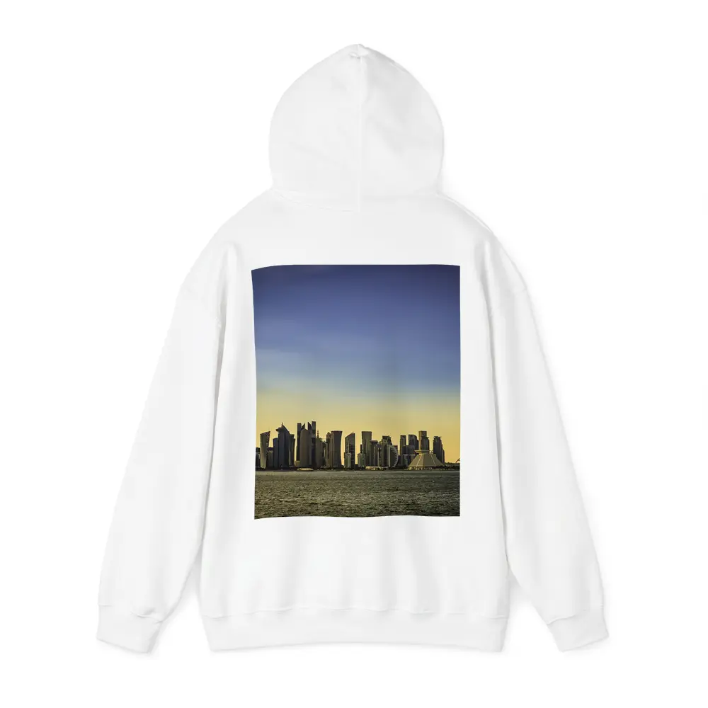 Doha Qatar Skyline Over Golden Water – Hoodies