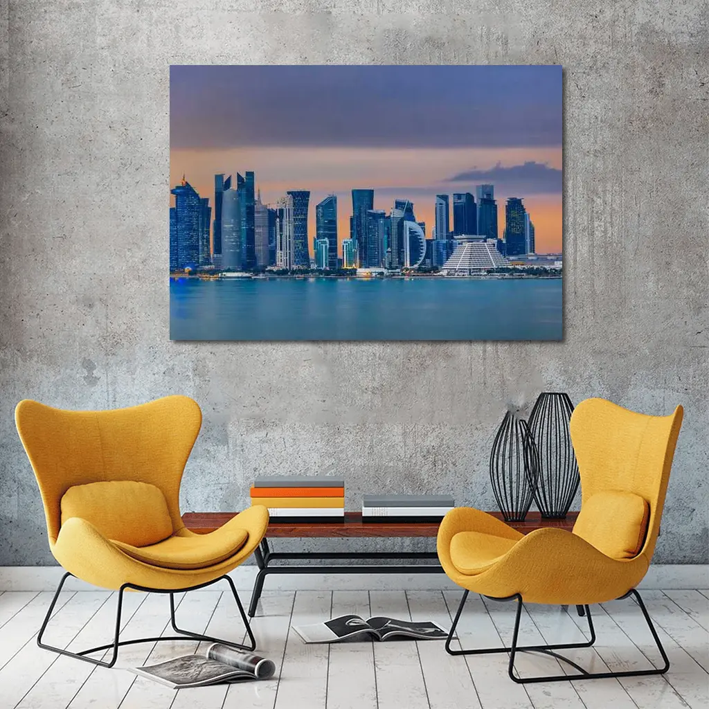 Doha Qatar Skyline At Dusk – Wall Art