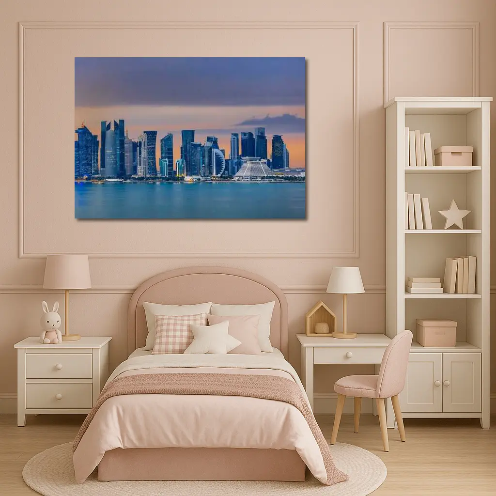 Doha Qatar Skyline At Dusk – Wall Art