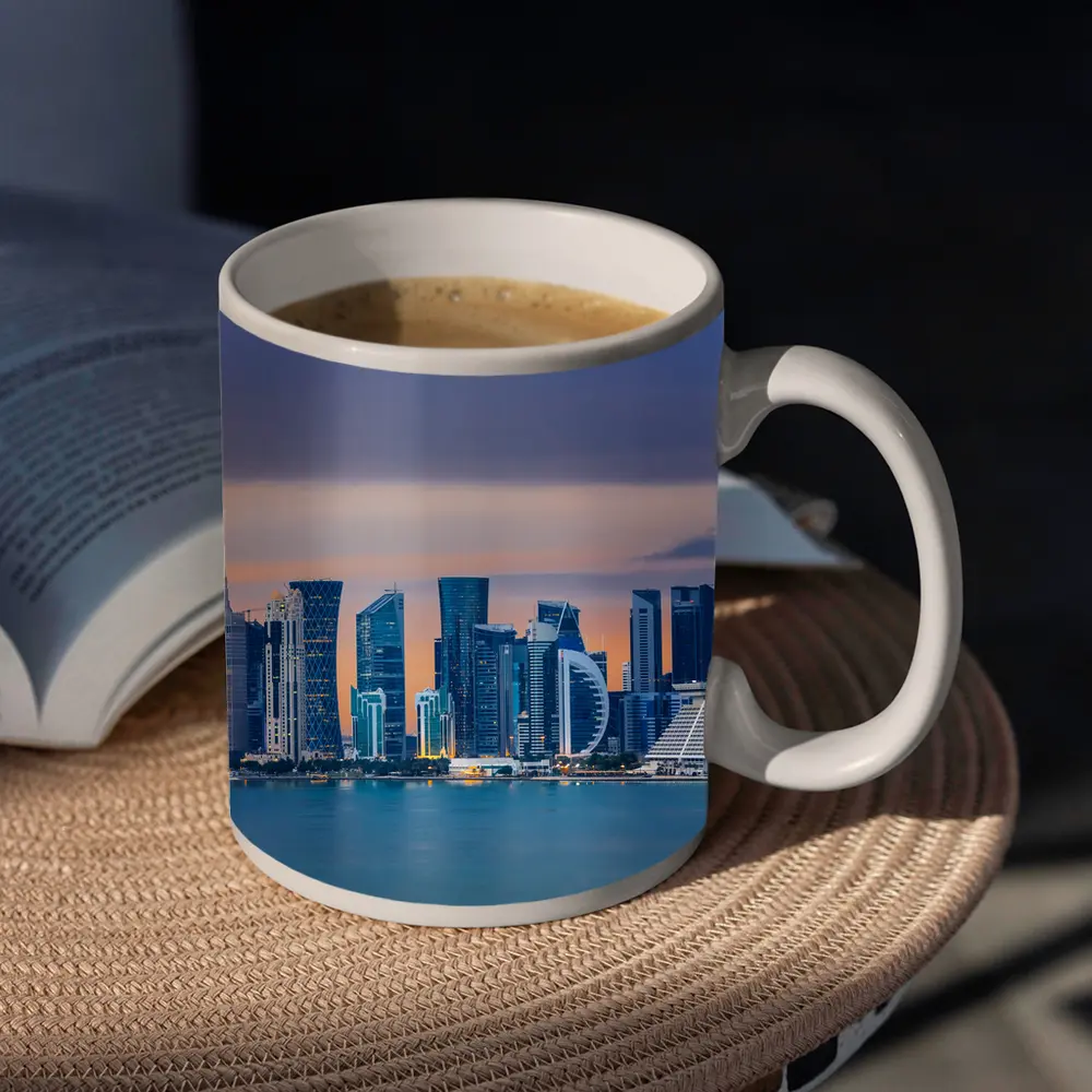 Doha Qatar Skyline At Dusk – Mugs