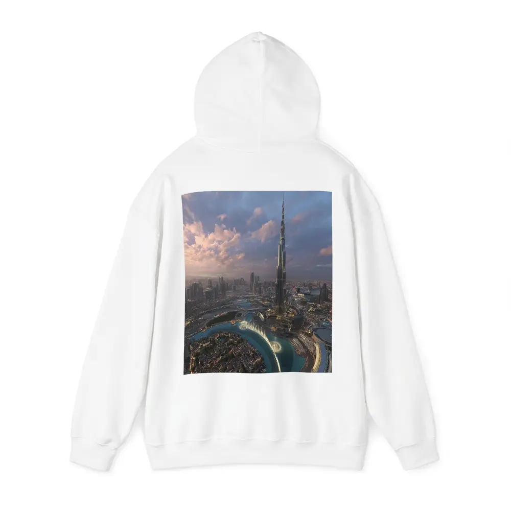 Burj Khalifa Dubai Skyline Aerial Sunset View – Hoodies