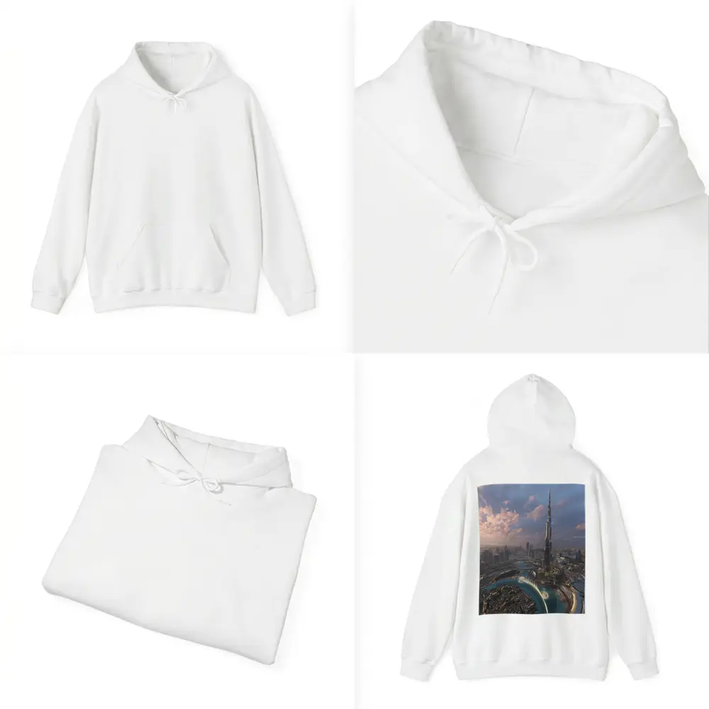 Burj Khalifa Dubai Skyline Aerial Sunset View – Hoodies