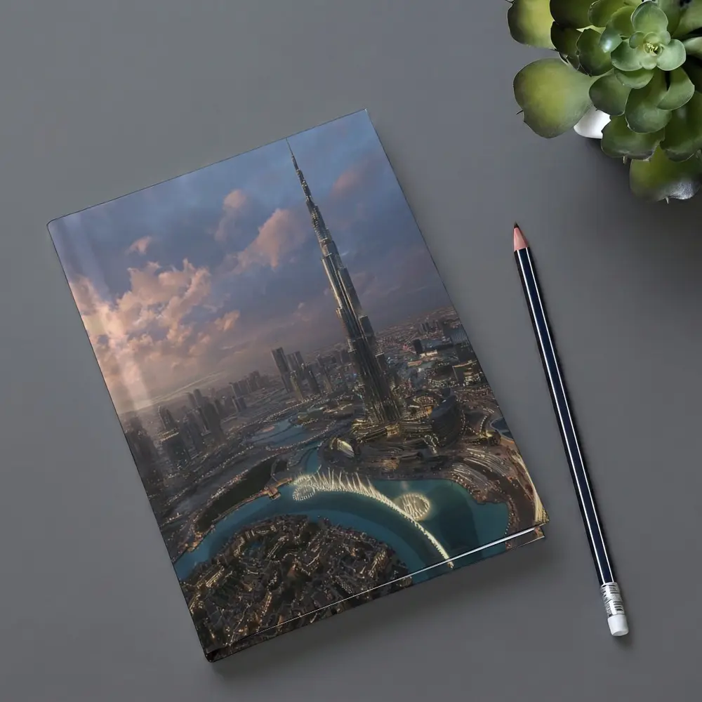 Burj Khalifa Dubai Skyline Aerial Sunset View – Notebooks