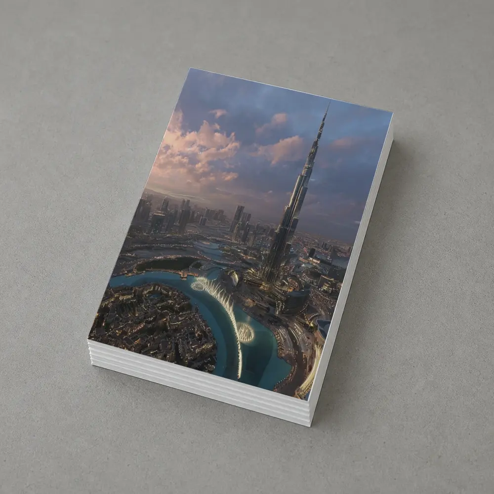 Burj Khalifa Dubai Skyline Aerial Sunset View – Postcards
