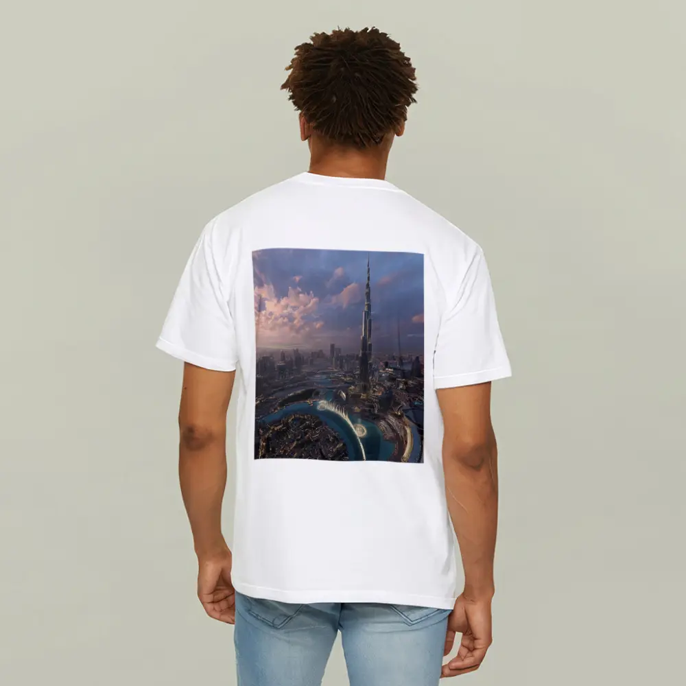 Burj Khalifa Dubai Skyline Aerial Sunset View – T-Shirts