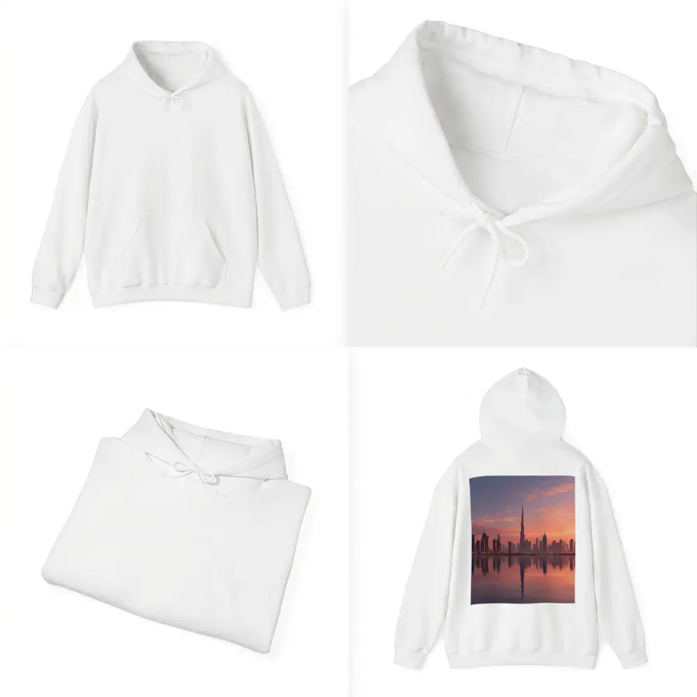 Dubai Skyline Burj Khalifa Sunset Reflection – Hoodies