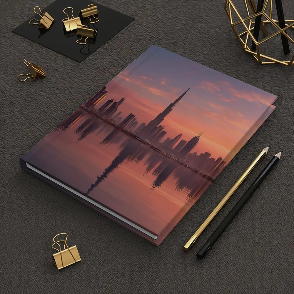 Dubai Skyline Burj Khalifa Sunset Reflection – Notebooks
