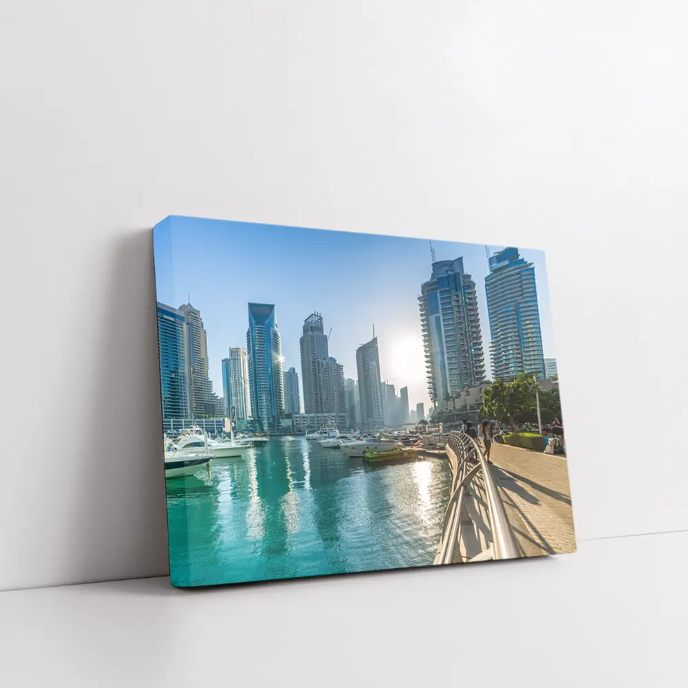 Dubai Marina Skyline Waterfront Sunny Day – Wall Art