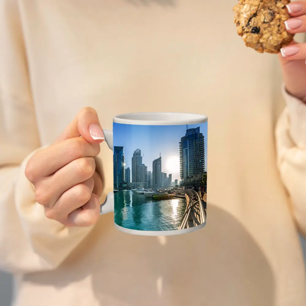 Dubai Marina Skyline Waterfront Sunny Day – Mugs